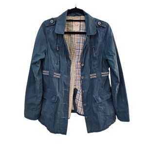 Free People Teal Utility Jacket with Striped Waist